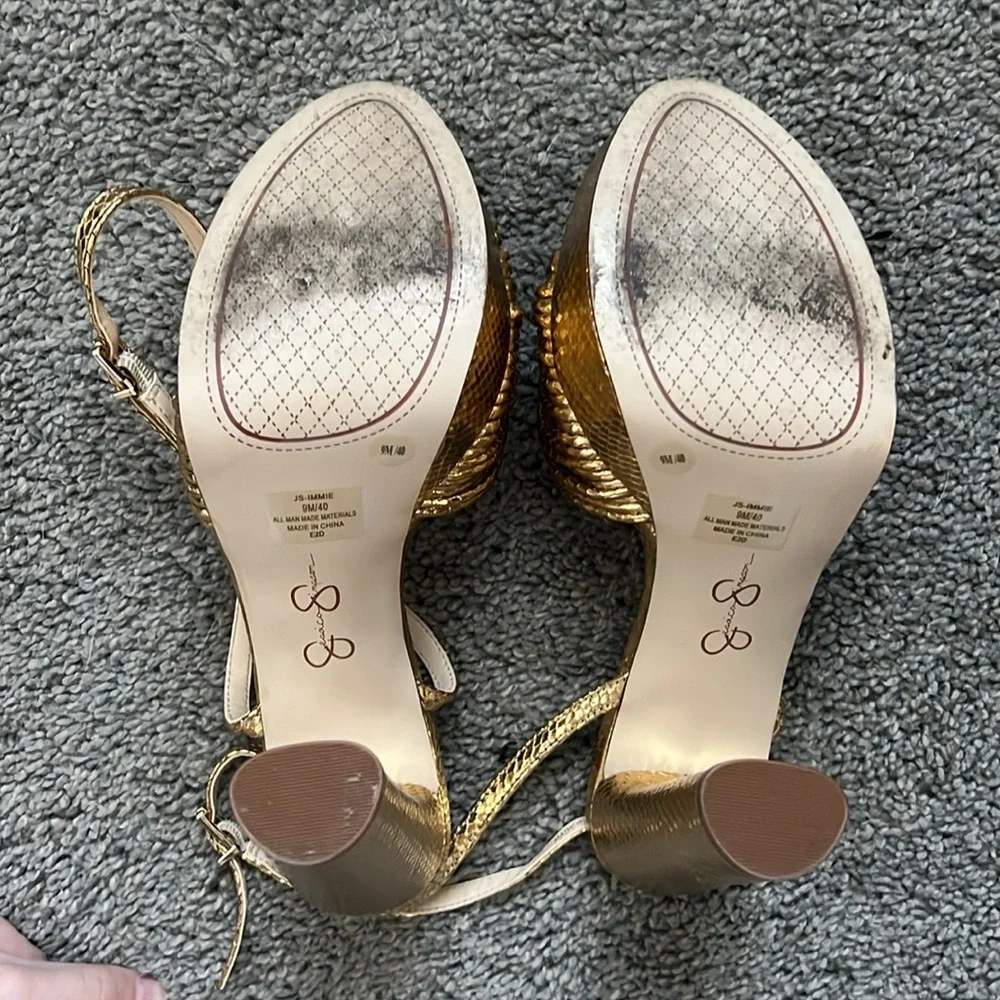 Jessica Simpson Metallic Gold Platform Heels with Knot Front